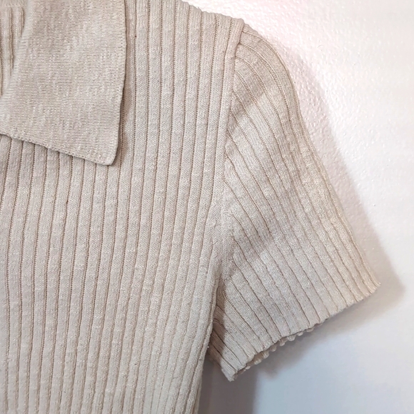 Madewell Barbrook Button-Front Sweater Polo Button Up Cropped Size M - Picture 3 of 7